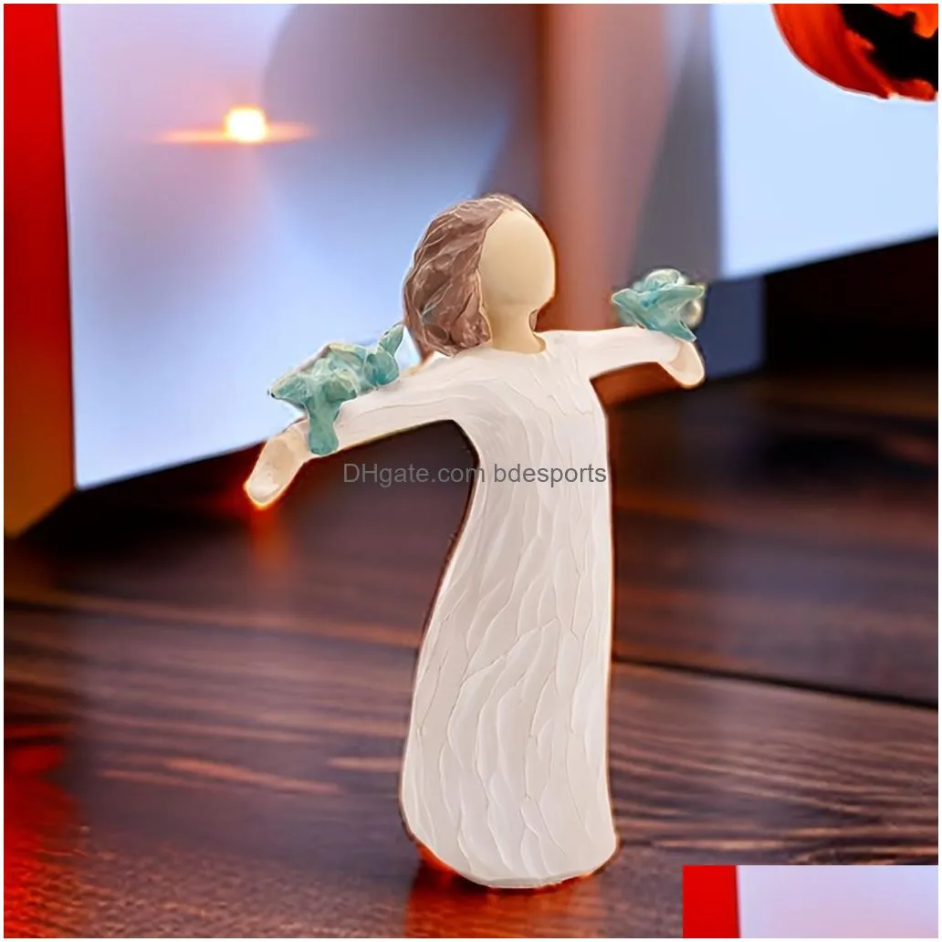 Arts And Crafts 1Pc Daily Blessing Angel Figure Statues Thanksgiving Bible Christmas Halloween Weddings Anniversaries Home Gift Scptur Dhgew