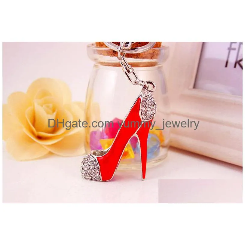 Women Bag Charms Keychain Car Keys Holder Keyring Crystal High Heel Shoes Key Chains Jewelry Drop Delivery Dhiyc