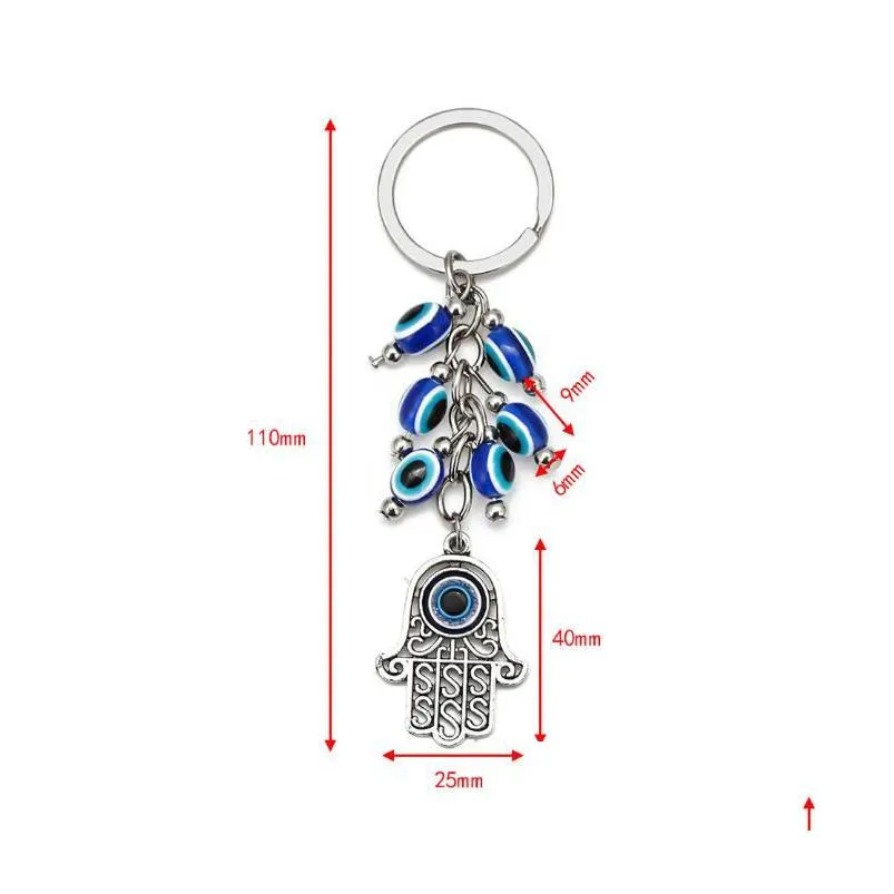 Fashion Animal Turtle Palm Evil Eyes Key Rings Keychain Glass Keyring Blue Eye Pendant Ornament Keychains Drop Delivery Otlcl