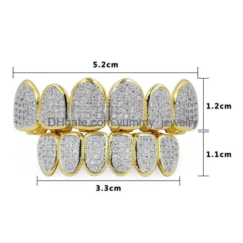 Hip Hop Jewelry Mens Diamond Grillz Teeth Personality Charms Gold Iced Out Grills Men Fashion Accessories Drop Delivery Dhea7