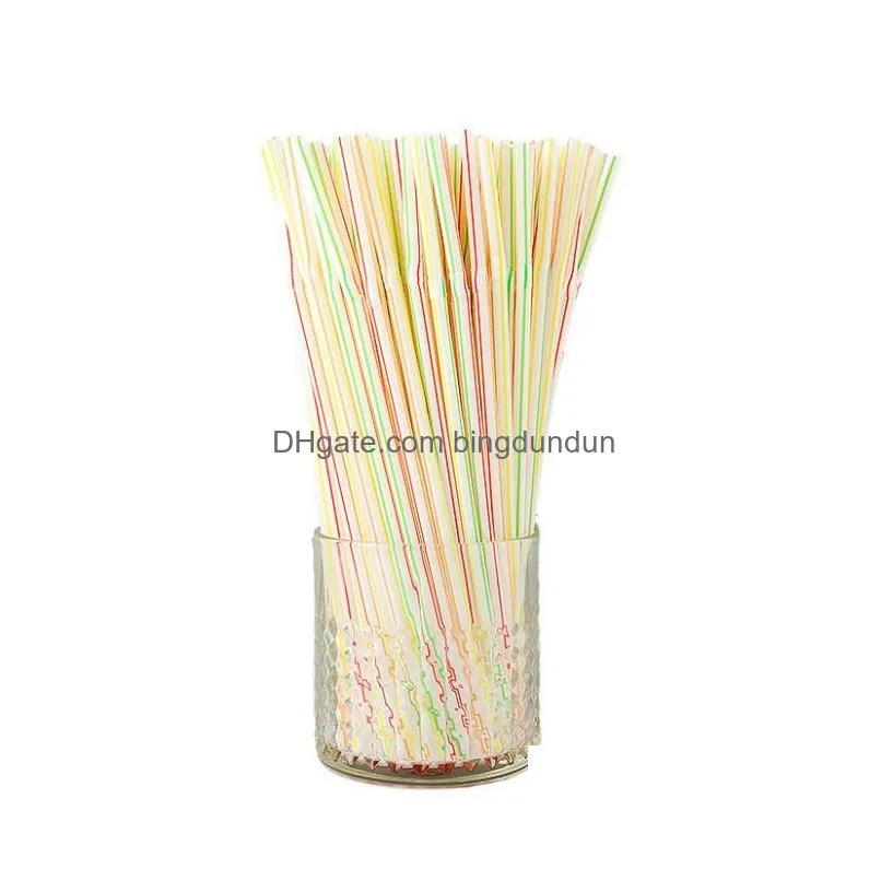 Drinking Straws 100Pcs/Bag Disposable Plastic Drinking St Colorf Bend Drink Sts Fruit Juice Milk Tea Pipe Bar Party Accessory Sn2111 D Dhub8