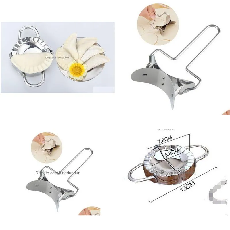 Other Kitchen Tools 50Set 2Pcs/Set Stainless Steel Dough Presser Dumpling Mold Maker Wraper Cutter Pie Dumplings Pastry Drop Delivery Dhxm0