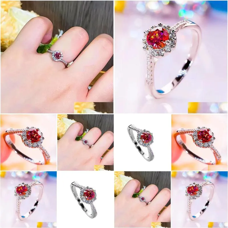 The Classic Pt950 Platinum Twisted Arm Diamond Ring For Women S925 Dazzling Group With Mosan Pigeon Red Drop Delivery Dhxaq