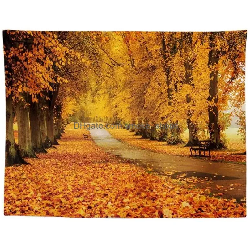 tapestries autumn forest scenery brushed tapestry bedroom rental house living room hanging cloth pography background
