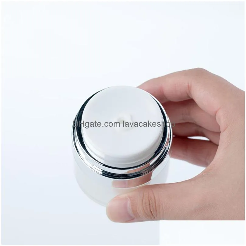 Packing Bottles Wholesale 15G 30G 50G Acrylic Airless Jar Cream Bottle With Sier Collar Cosmetic Vacuum Lotion Jars Pump Packing Bottl Dhmpa