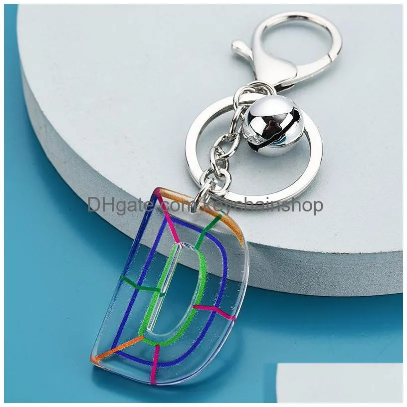 Letter Pendant Keychains Resin Key Chains Rings For Women Cute Car Acrylic Glitter Keyring Holder Charm Bag Couple Drop Delivery Dhcgk