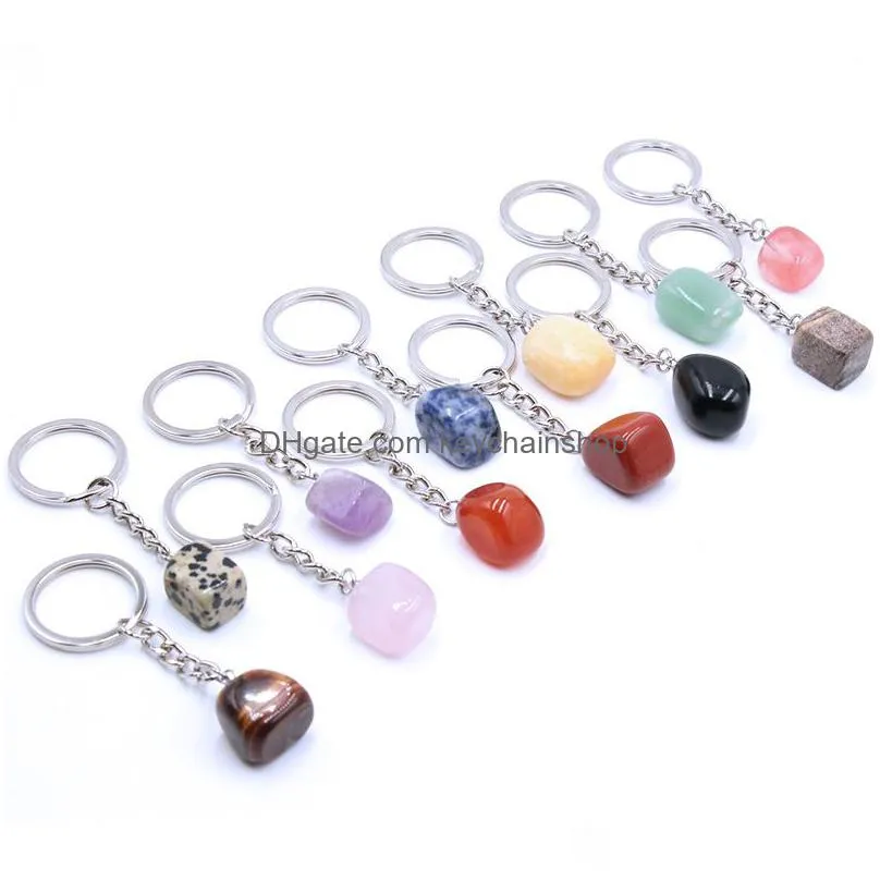 Natural Stone Crystal Quartz Keychain Women Men Handbag Hangle Car Key Holder Mineral Keyring Jewelry Drop Delivery Dhwgu