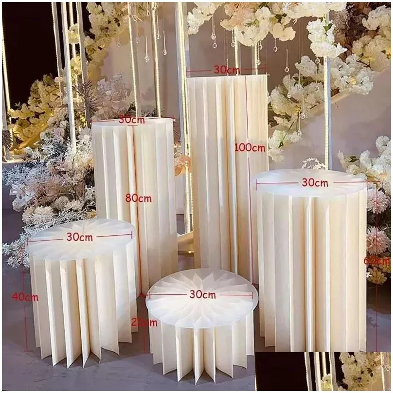 party decoration wedding diy 3/5pcs round cylinder pedestal display art decor cake rack plinths pillars for holiday decorations 