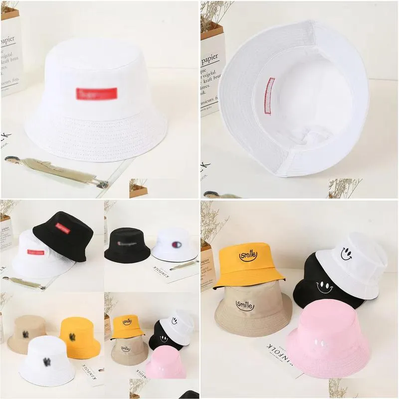 New Womens Hat Terylene Flat Top Double-Sided Embroidered Letter Designer Fisherman Bucket Hats One In Two Colors Drop Delivery Dhgwz