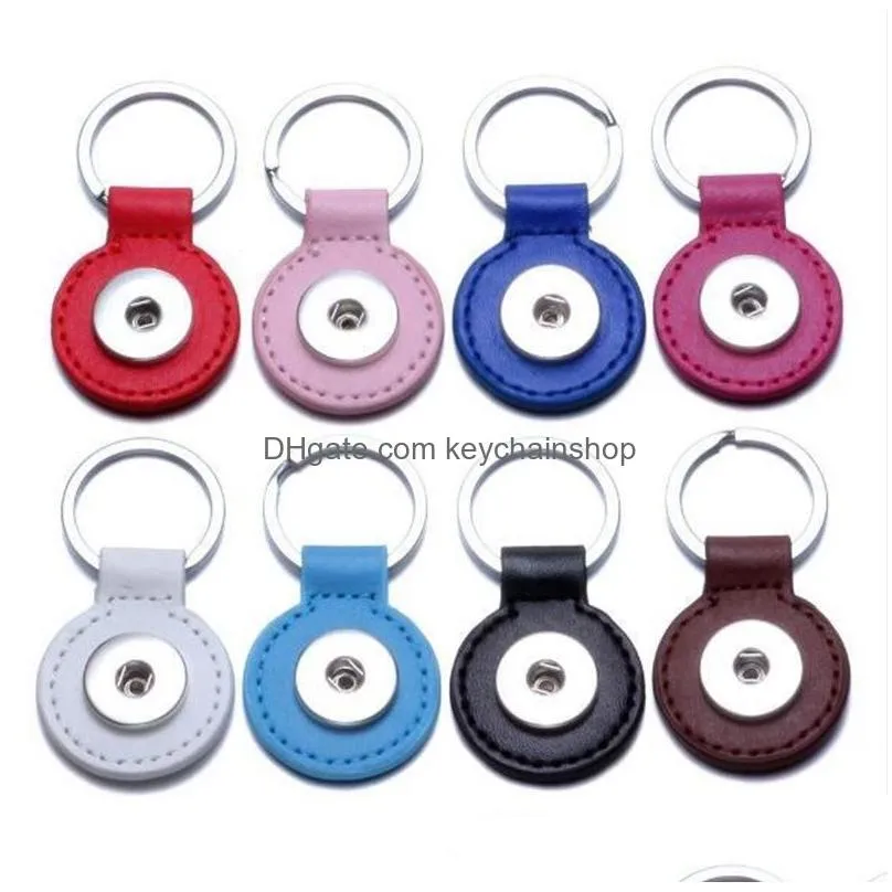 Pu Leather Heart Star Keyring Noosa Chunks 18Mm Snap Button Key Chains Keys Ring Jewelry Drop Delivery Dh5Ry