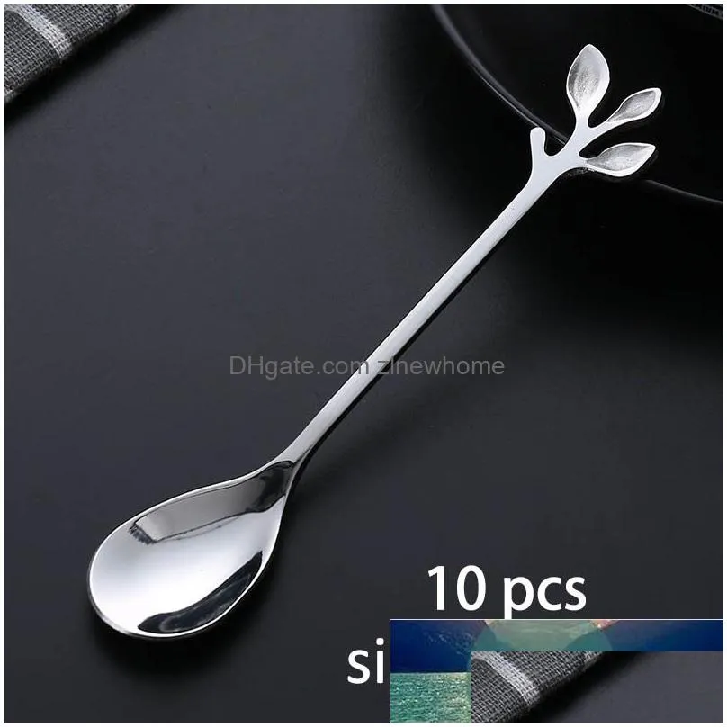 Spoons 10Pcs/Pack Dessert Sugar Stirring Spoons Teaspoon Kitchen Accessories Heart/Leaf Shape Dinnerware Stainless Steel Coffee Drop D Dhqlo