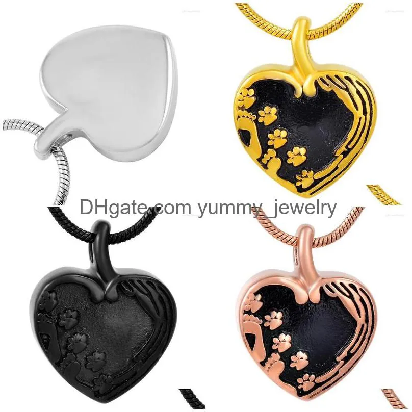 Pendant Necklaces Ijd9293 Animal Print In My Heart Stainless Steel Cremation Jewelry For Pet Of Ashes Keepsake Memorial Urn Necklace Dhbsx