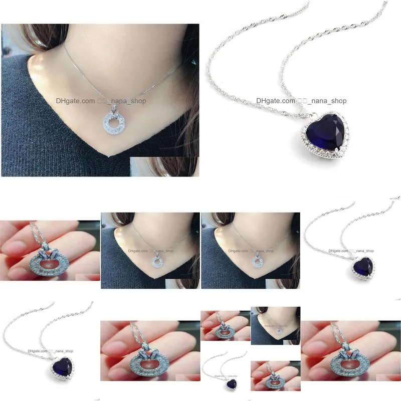 Pendant Necklaces Unique Design Diamond Pendant Real 925 Sterling Sier Charm Party Wedding Pendants Necklace For Women Bridal Moissani Dhnlo