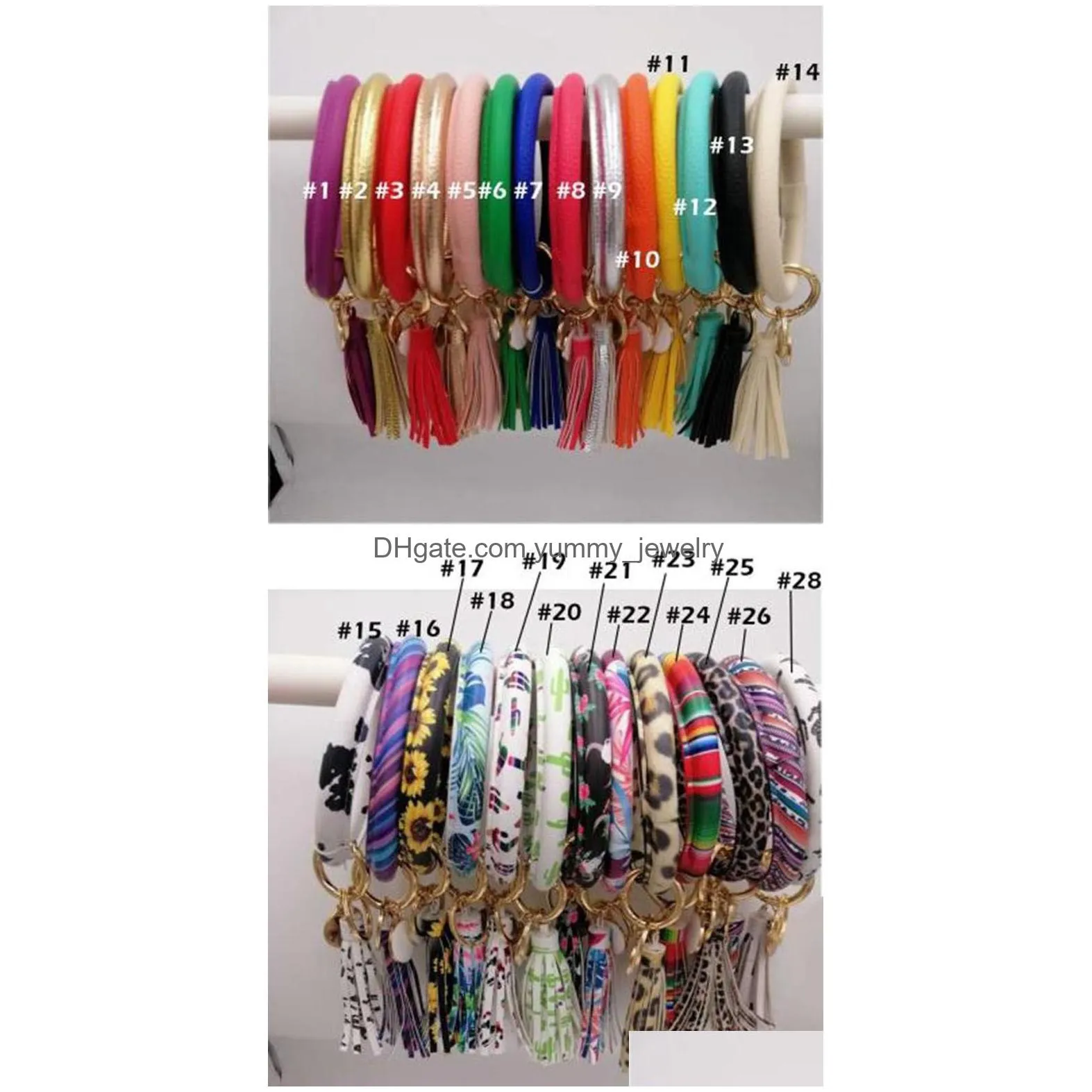 60Pcs Mixed Colors Pu Leather O Key Chain Custom Assel Wristlet Bracelet Keychain Women Girl Ring Drop Delivery Dhced