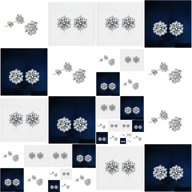 0.5-1Ct Moisanne Snowflake Earrings 925 Sier Temperament Engagement Wedding Anniversary Gift For Ladies Drop Delivery Dhflq