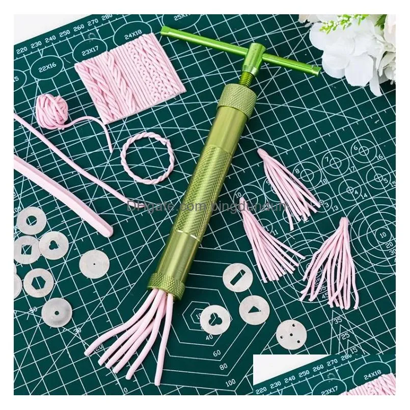 Other Kitchen Tools 50Set 3 Color Kitchen Dessert Tools Accessories Green Clay Extruders Scpture Gun Sugar Paste Extruder Fondant Cake Dhdyx