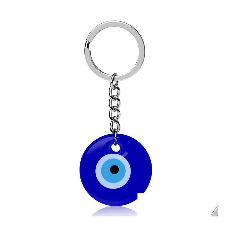 Key Rings Turkish Blue Evil Eye Key Rings Keychain Charms Pendants Crafting Glass With Keyring Hanging Ornament Jewelry Accessories A Dh2Dh