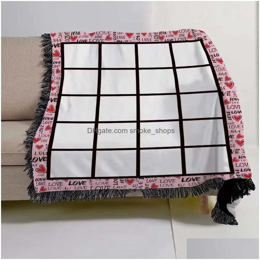 125x150cm sublimation blank blanket with tassel 20 penels blankets heat transfer printing shawl wrap sofa sleeping throw blankets 0519