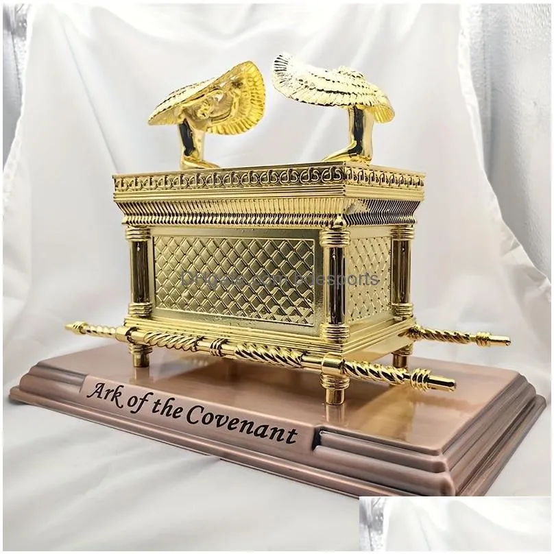 Arts And Crafts Figurine Ark Of The Enant Gold Plated Copper Stand Jerusalem Replica Statue Jewish Testimony Judaica Gift Drop Deliver Dhcfa