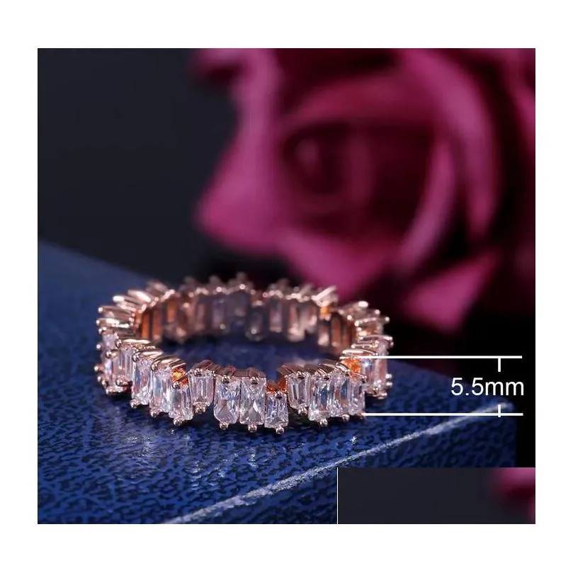 Fashion Zircon Cz Wedding Ring Irregar White Cubic Finger Rings Fit 6 To 10 For Women Jewelry Party Gift Drop Delivery Otaga