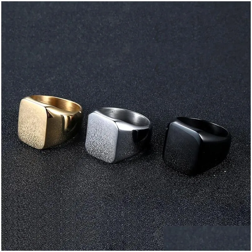 Band Rings Stainless Steel Rings Engrave Logo Name Custom Fashion Jewelry Wholesale Ring Punk For Men Drop Delivery Jewelry Ring Dhiim