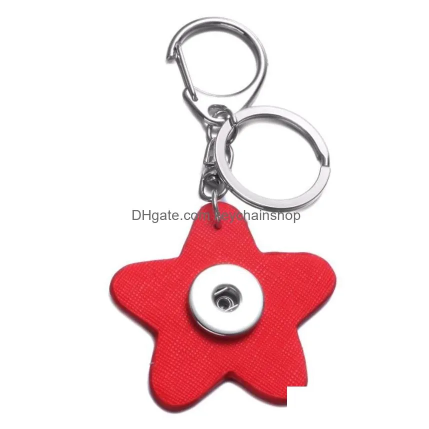 Shiny Star Pu Leather Snap Button Key Rings Chain Keychains Fit Diy 18Mm Jewelry Drop Delivery Dh4Cp