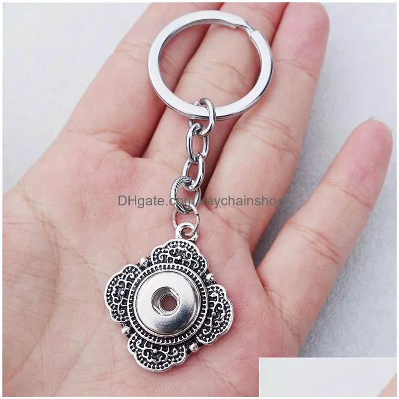 Noosa Snap Button Key Chain Vintage Sier Metal Square Keyring 18Mm Buttons Chains Jewelry Men Drop Delivery Dh0Bc