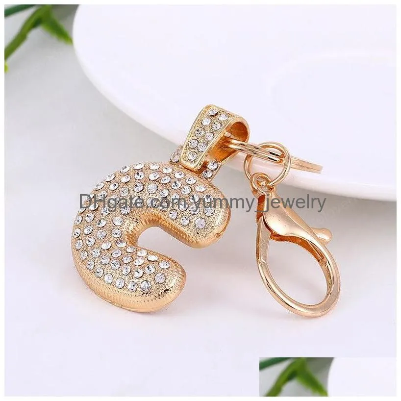 A-Z Letter Key Chain Creative Rhinestone Crystal 26 English Initial Resin Handbag Keyring Accessories For Drop Delivery Dhwrb