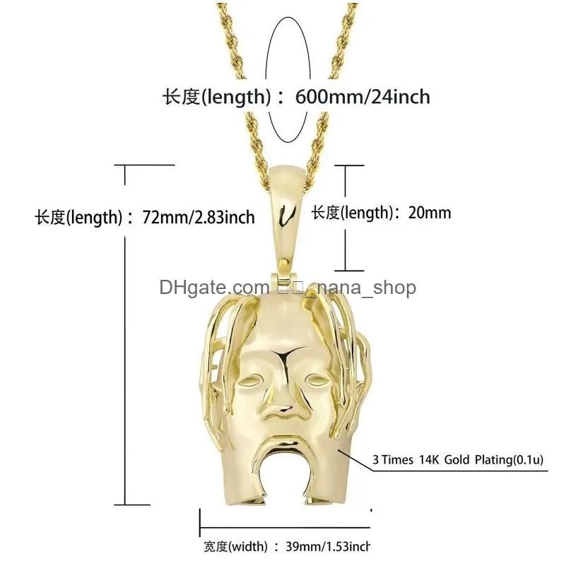 Pendant Necklaces Mask Pendant Necklaces For Men Women Luxury Designer Hip Hop Pendants Gold Sier Copper Singer Star Head Necklace Jew Dh4Fx