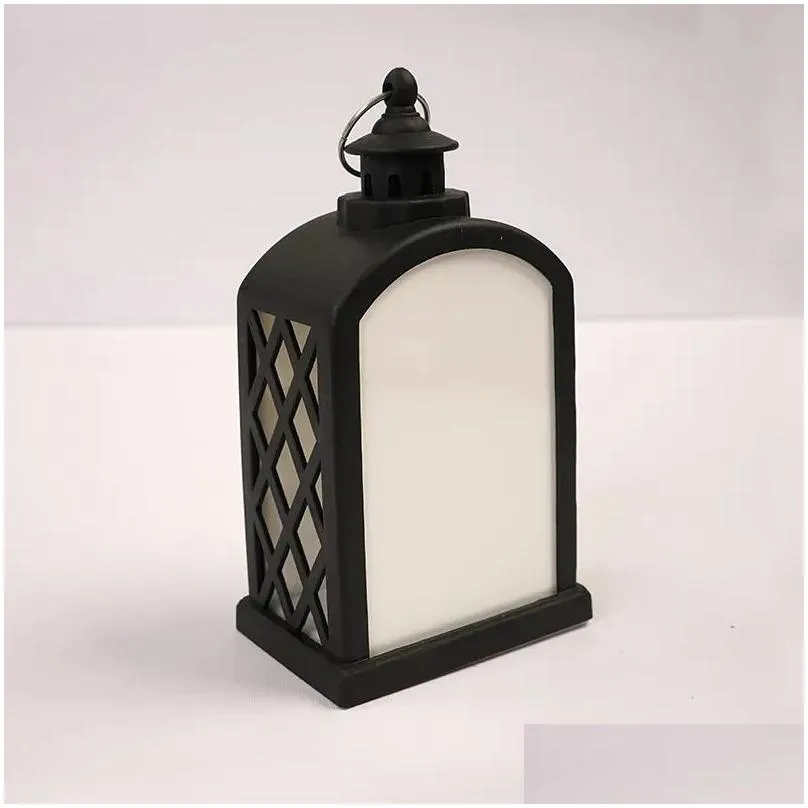sublimation christmas led lanterns fireplace lamp handheld light double sided for home and outdoor decorations gifts
