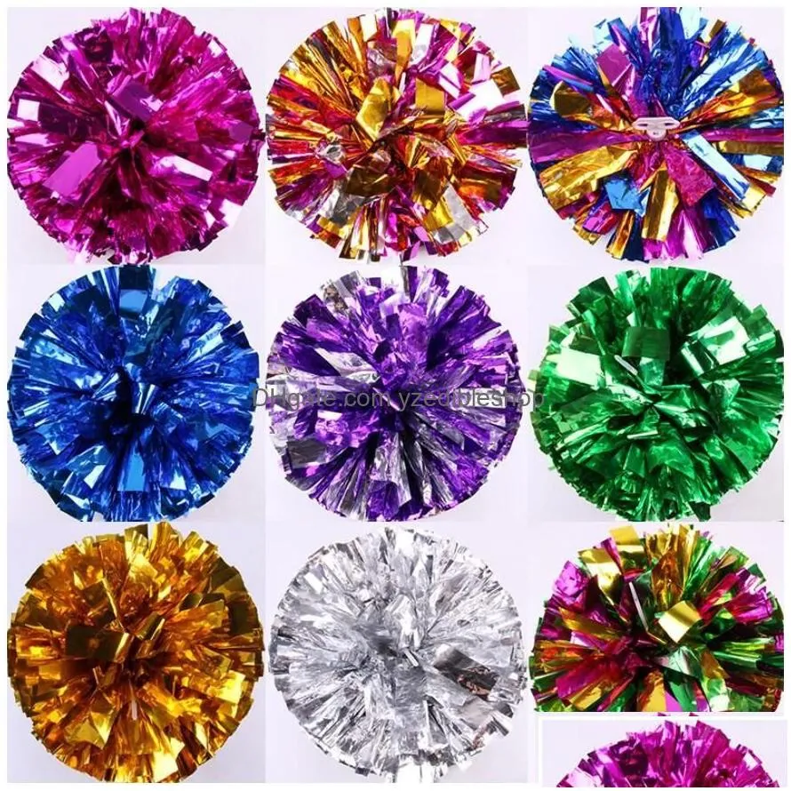 Other Event & Party Supplies Other Event Party Supplies Christmas Pom Poms Cheerleading 120G Cheering Pompom Metallic Products Many Co Dh6Up