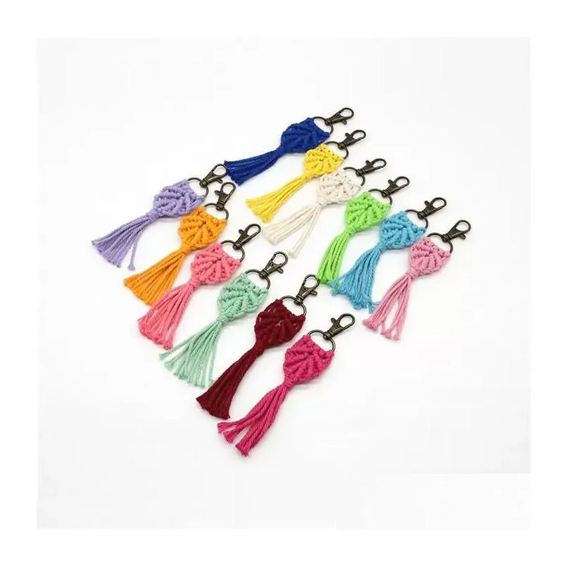 Tassel Rame Keychains Boho Handmade Key Holder Bag Car Hanging Jewelry Gifts Cotton Rope Woven Keychai Drop Delivery Ot54T