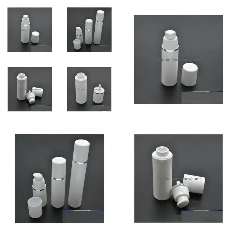 Packing Bottles Wholesale 10Pcs/Lot 15Ml 30M 50Ml Empty Plastic Cosmetic Bottle Travel Liquid Bottles White Airless Pump Vacuum Toilet Dhr2T