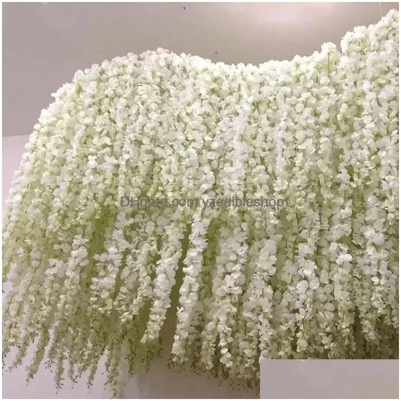 Decorative Flowers & Wreaths Artificial Hydrangea Wisteria Flower For Diy Simation Wedding Arch Rattan Wall Hanging Home Party Decorat Dhbyc