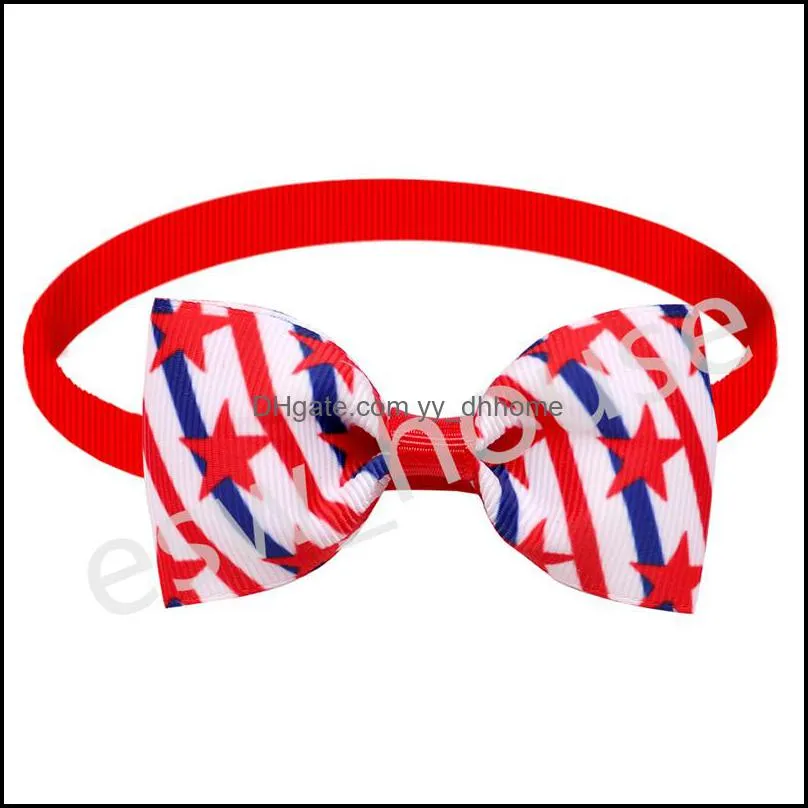 Dog Apparel Accessory 12 Designs Independence Day Pet Bow Tie Patriotic Cat Adjustable Star And Stripes Collar 4Th Of Jy Small Pets D Dhnqw