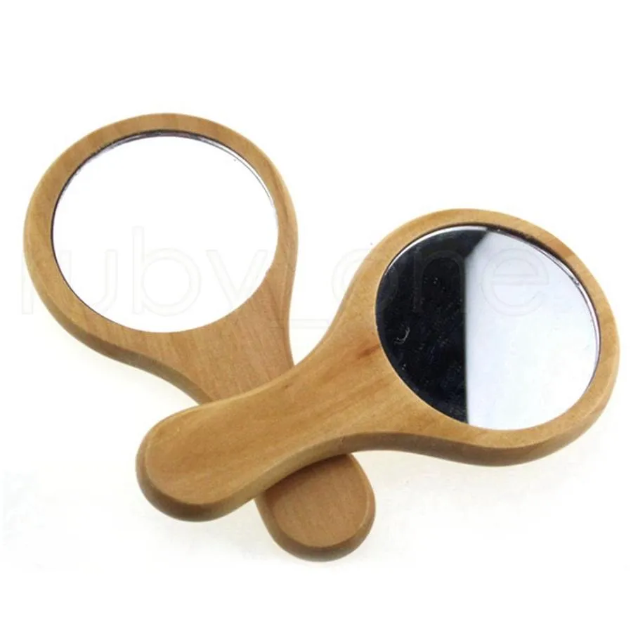 natural wood mirror wooden hand mirror vintage 1pc portable compact makeup vanity hand held mirror with handle espejo de maquillaje de madera houten