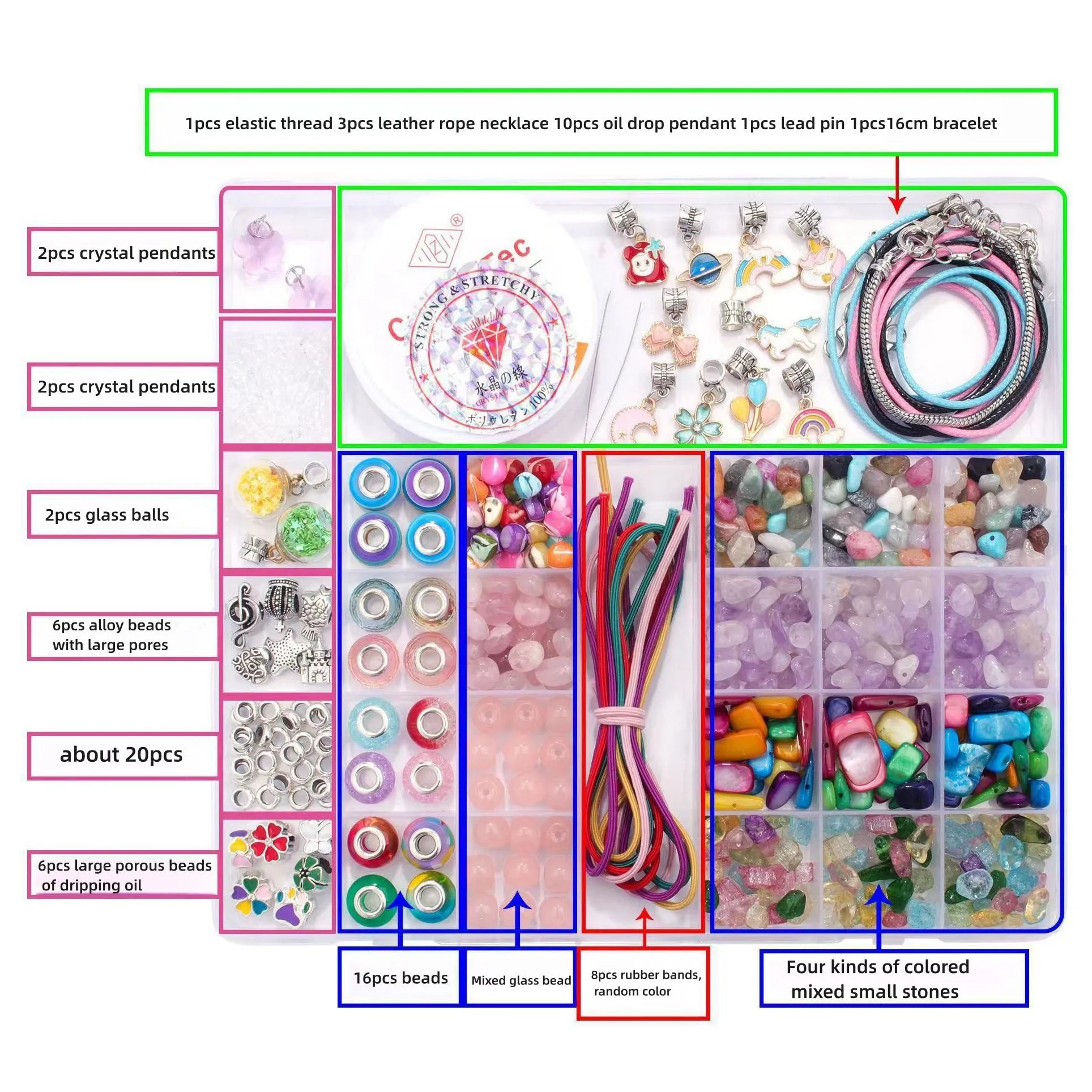 305Pcs Diy Childrens Bracelet Set Acrylic Beaded Colorf Large Hole Beads Jewelry Drop Delivery Dh0Tb