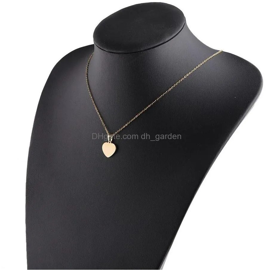 fashion blank love heart pendant necklace stainless steel hearts charm necklace gold silver fashion jewelry for buyer own engraving