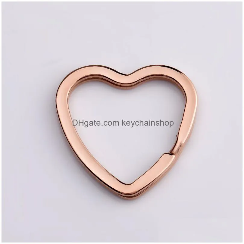 Rainbow Heart Gold Sier Color Keychains Metal Key Chain Ring Split Rings Uni Keyring Keyfob Holder Accessories Diy Drop Delivery Dhh5I