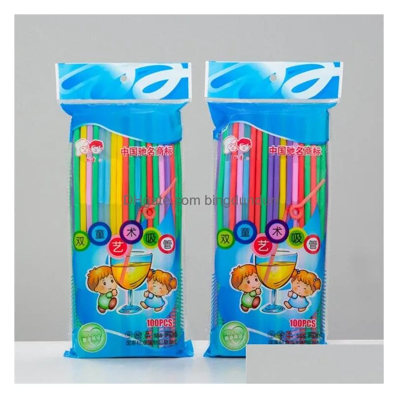 Disposable Cups & Straws 3600Pcs Plastic Drinking St 6X260Mm Export To Japan Extendable Flexible Drink Sts Colored Ems Drop Delivery H Dhxg1