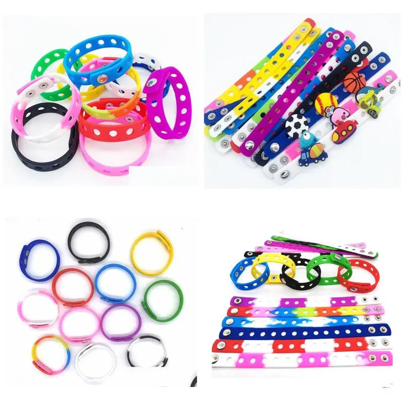 Sile Bracelet Wristband 21Cm Fit Shoe Clog Buckle Charm Accessory Party Favor Gift Fashion Jewelry 15 Colors Wholesale Drop Delivery Ot3A8