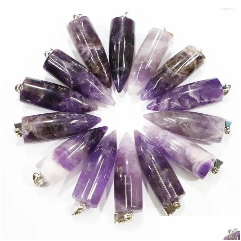 Pendant Necklaces Quality Natural Stone Amethyst Necklace Pendants Rose Quartz Crystal Fashion Accessories Jewelry Wholesale Drop Del Dh4F2