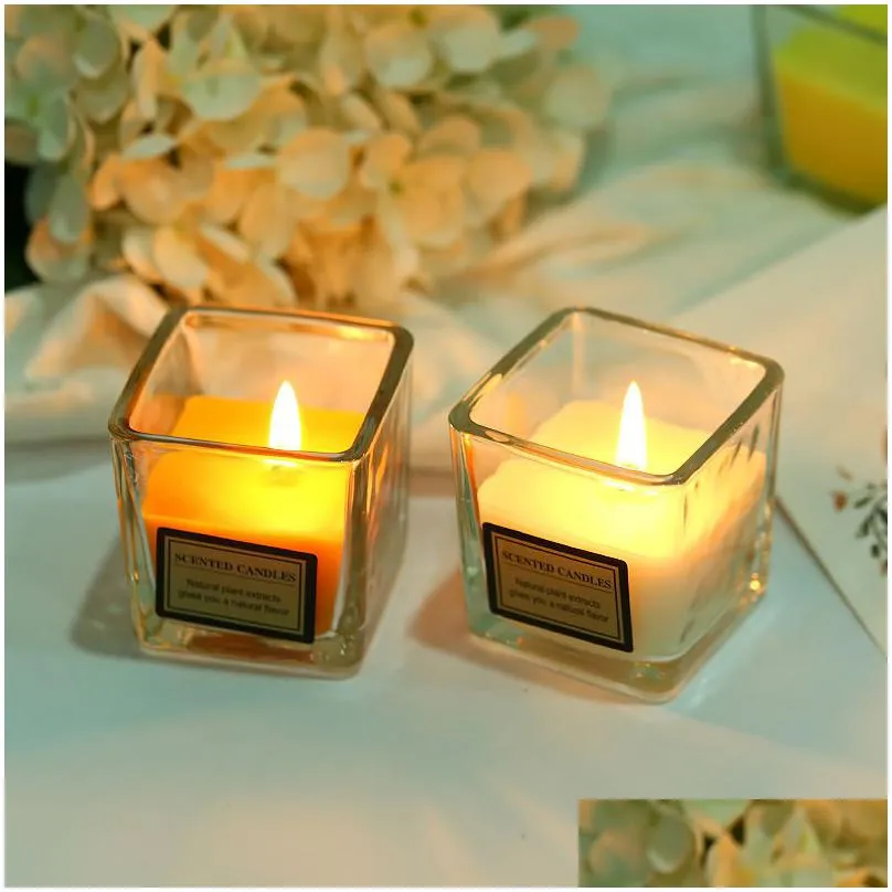 Candles Luxury Glass Aromatherapy Candle El Spa Candlelight Dinner Windproof Smokeless Scented Candles Drop Delivery Home Garden Home Dho3E
