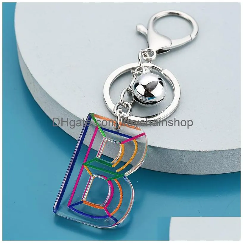 Letter Pendant Keychains Resin Key Chains Rings For Women Cute Car Acrylic Glitter Keyring Holder Charm Bag Couple Drop Delivery Dhcgk