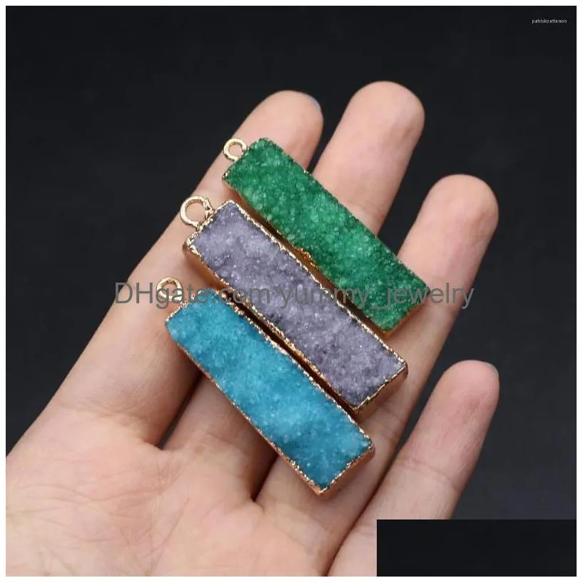 Pendant Necklaces 4 Pcs Rec Shape Random Healing Crystal Stone Pendants Agate Charms For Making Jewelry Necklace Gift Drop Delivery Dhbex