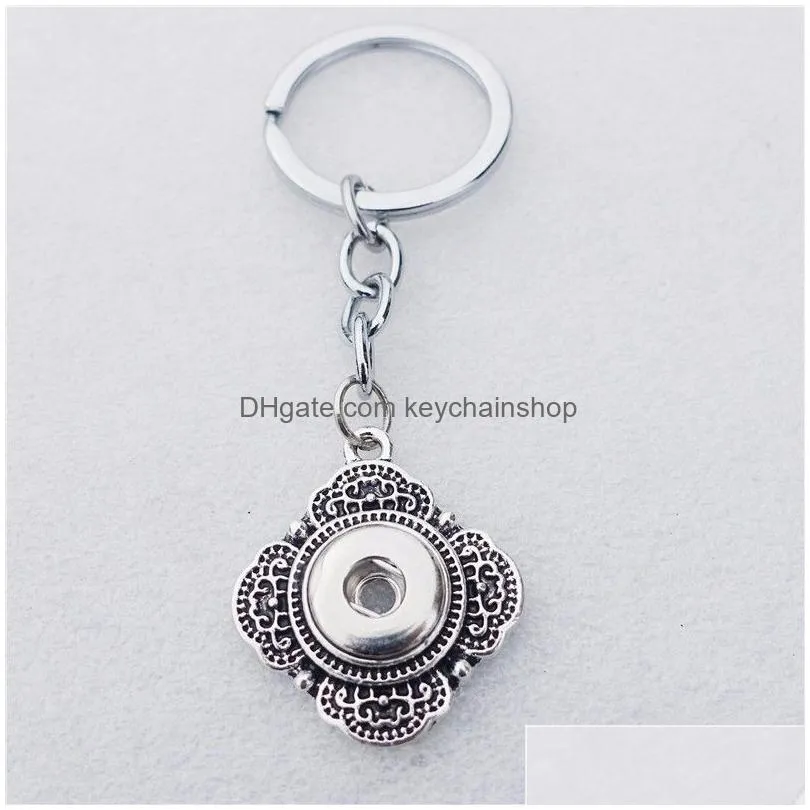 Noosa Snap Button Key Chain Vintage Sier Metal Square Keyring 18Mm Buttons Chains Jewelry Men Drop Delivery Dh0Bc
