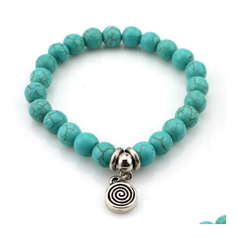 Turquoise Beads Bracelets Tree Owl  Cross Palm Drop Delivery Otv2D