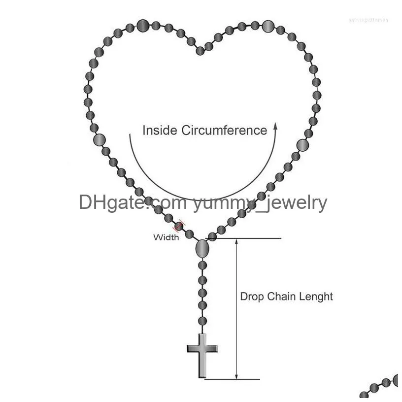 Pendant Necklaces Prayer Bead Chain Catholic Crucifix Cross Rosary Necklace Drop Delivery Dh06N