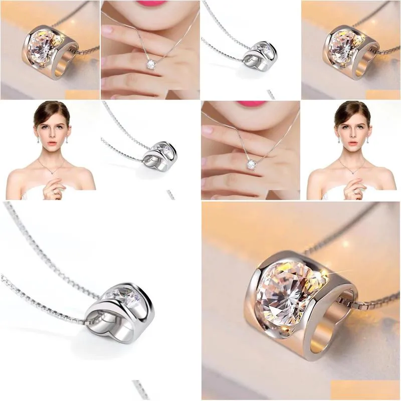 Angel Kiss 1 Ct Moissanite Pendant S925 Sier Collarbone Lady Necklace Engagement Anniversary Gift Drop Delivery Dhiyk