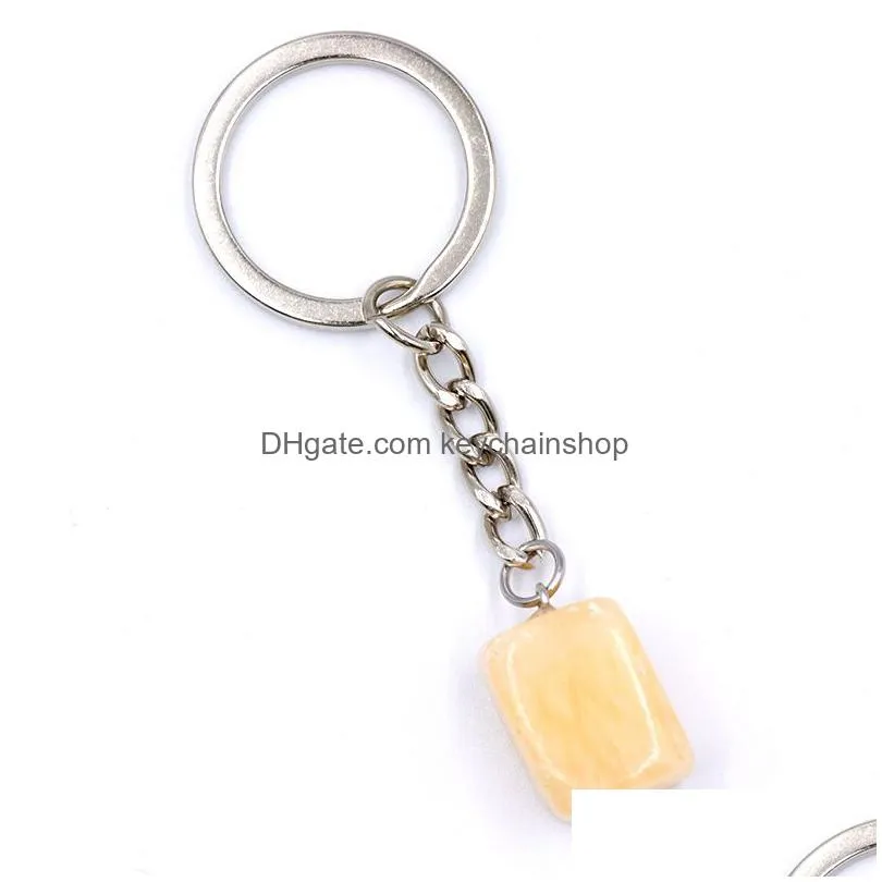 Natural Stone Crystal Quartz Keychain Women Men Handbag Hangle Car Key Holder Mineral Keyring Jewelry Drop Delivery Dhwgu